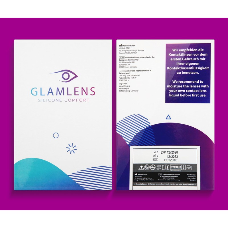 GLAMLENS Kontaktlinsen farbig mit Stärke farbige Cagliari Blue Monatslinsen weiche