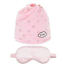 HDGSAFD 1 x Sleep Cap, 1 x Pink Eye Mask, Pink Warm Headscarf, Women's Hair Hat, Postpartum Hat for Prevention of Cold, pink