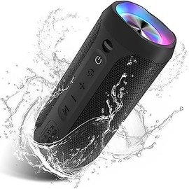 EDUPLINK 【EDUPLINK】M6Pro Waterproof Wireless Portable Bluetooth Speaker 20W Audio Smartphone,Stereo Sound,LED Lights,Outdoor Party Audio, Gift for Mom,Mother's Day,Mommy - Color: Black