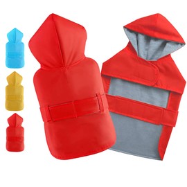 BECNBEAU Dog Raincoats Small Dogs Rain Jacket Puppy Poncho Lined Waterproof Rainwear Rainsuit Hooded Leash Hole Pet Coat Clothes for Small Breed Dogs,Red,Back Length 10.5 inch