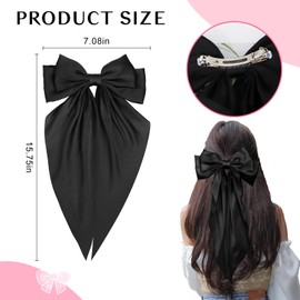 AMCAMI 4 Pcs Hair Clips Hair Bows for Women Hair Accessories Hair Clips for Styling Bows for Women Hair Accessories for Girls Ribbon or Hair Coquette Accessories Hair Clips for Thick Hair（Black）