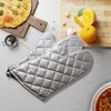 Silver Oven Mitts,Quilted Cotton Lining 13 Inch Oven Gloves,Heat Resistant
