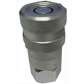 Parker Hannifin FF-501-8FP Series FF Steel Non-Spill Flush Face Hydraulic Quick Coupler with Locking Sleeve and Female Pipe Thread, Push-to-Connect, 1/2" Body Size, 1/2"-14 NPSF Port End, 3.00" Length