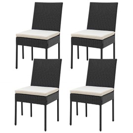 Tangkula Wicker Patio Dining Chairs Set of 4, Outdoor Rattan Cushioned Chairs with Metal Frame for Porch, Deck, Garden and Backyard, 400 LBS Capacity