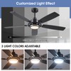 54" Black Ceiling Fans with Lights and Remote,Modern Led Ceiling