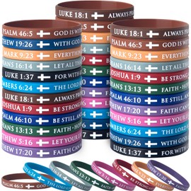 QEERBSIN Christian Rubber Bracelets Bulk Bible Verse Cross Scripture Silicone Wristbands-Wholesale Religious Gifts