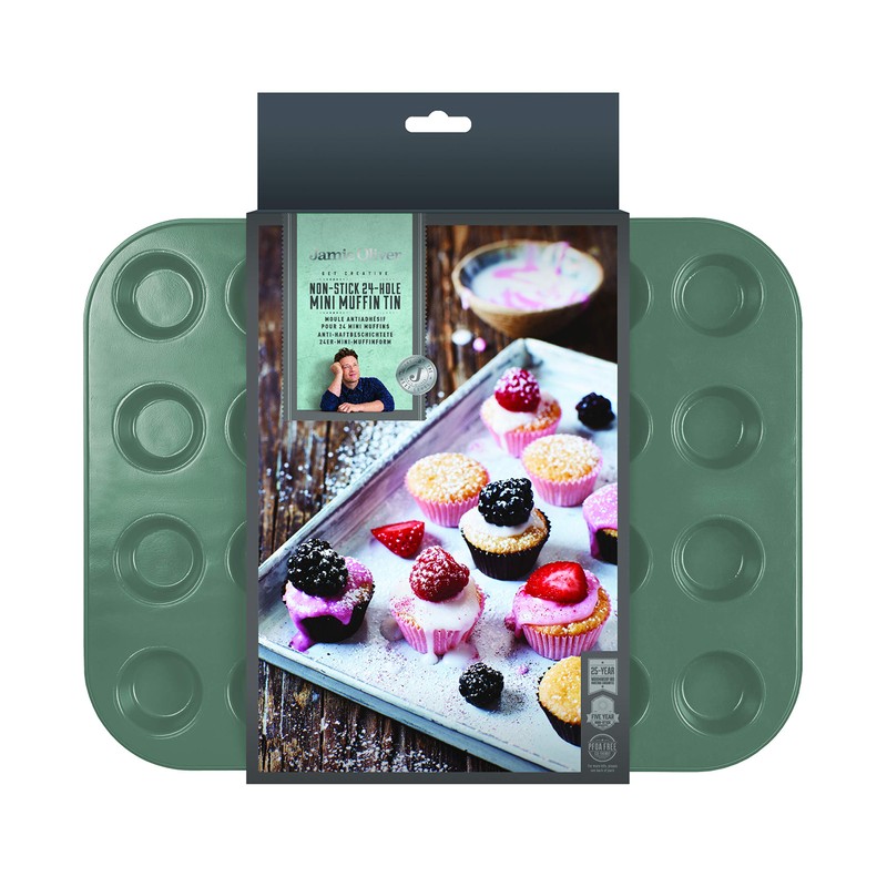 Jamie Oliver JB1465 Muffin Tray, Steel, Atlantic Green