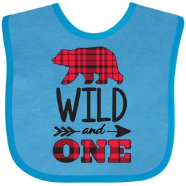 inktastic Plaid Bear Wild and 1 with Arrow Baby Bib Turquoise 37a9e