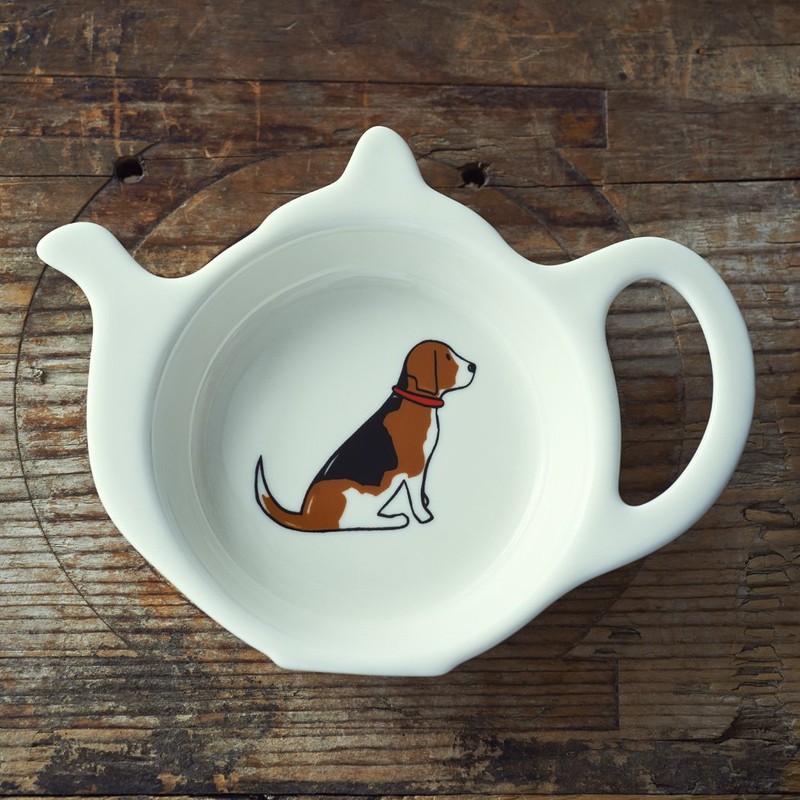 Sweet William Teabag Dish, Teapot Shape, Beagle