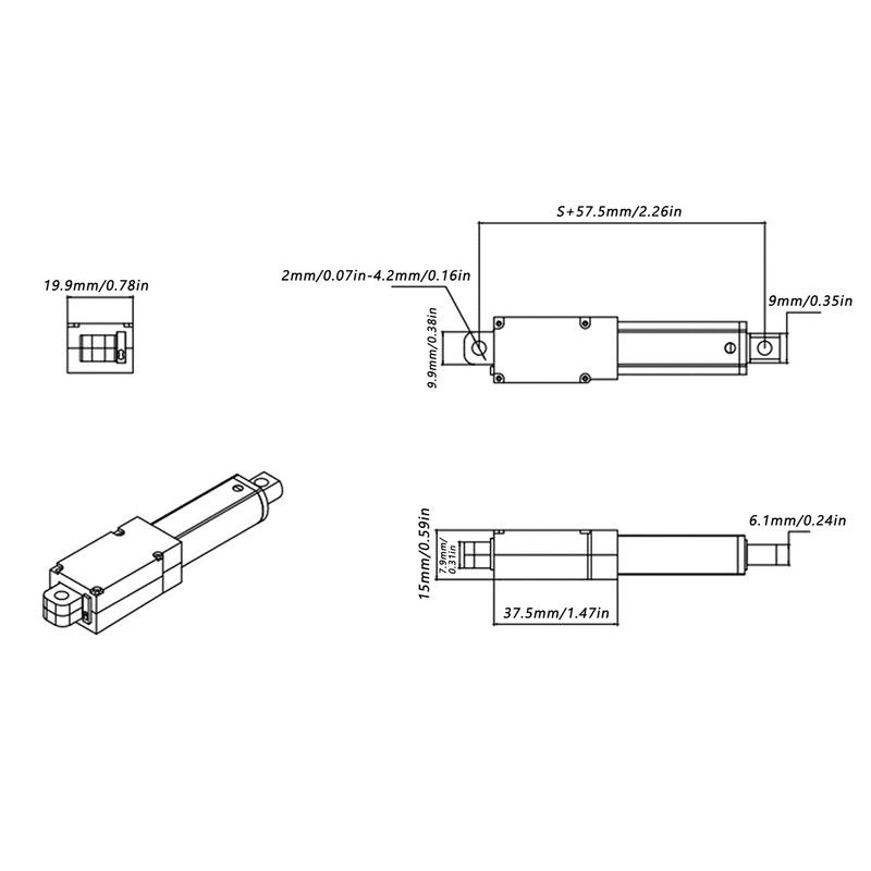 Electric Linear Actuator, Mini Electric Linear Actuators, 30 mm Hub,