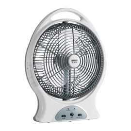 LUDGER 12" Rechargeable Fan with LED Lights (EL-8212F), Portable, Long Battery Life, 2 Speeds, USB Charge, Carrying Handle, 80 Degree Oscillation, Quiet Cooling, Hunting, Camping, Survival Gear