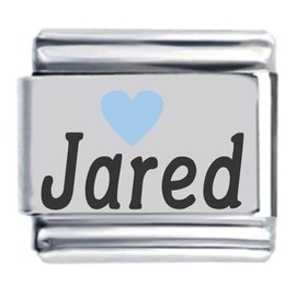 Jared Light Blue Heart Laser Name Italian Charm Link