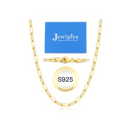 Jewlpire 5mm Solid 14K Plated Gold Paperclip Chain Necklace for Women, Women's Gold Paperclip Chain Necklace, Gold Necklace for Women 26 Inch