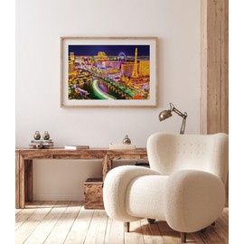 Lithobee - Las Vegas Boulevard At Night - Printed Wall Art Design in Sizes A2, A3 & A4 Framed in a Stylish Quality Coloured Frame or Unframed (A3 Unframed)