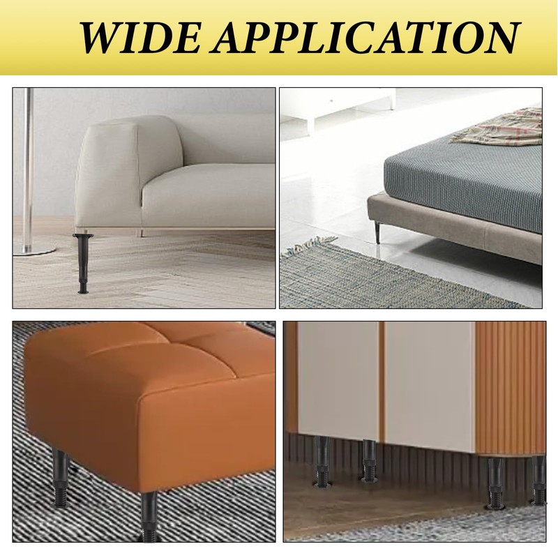 FINEPOTY Bed Legs, 2 PCS Adjustable Height Center Support Leg