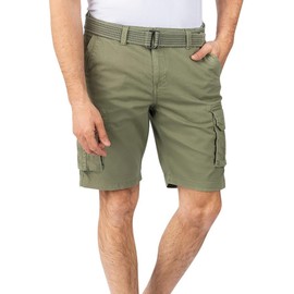 riverso RIVJoko Men's Cargo Shorts with Belt Regular Fit Cargo Shorts Summer Stretch Size: S, Colour: Ivy Olive