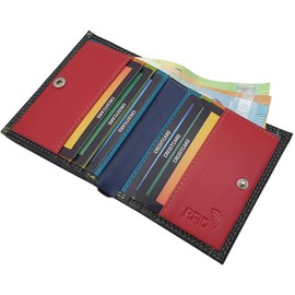 myledershop Cowhide Nappa Leather Women's Purse/Wallet/Purse with RFID & NFC Protection, Multicoloured, multicoloured, Modern