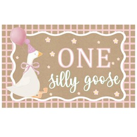 OPUHOHR Goose Pink Banner for One Silly Goose Birthday Decor