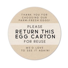 “Please Return Egg Carton” Labels - 40 Chicken Egg Carton Return Stickers - 2” Round Home Chicken Farm Egg Carton Stickers