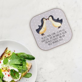 Mr. & Mrs. Panda Coasters Glasses Penguin Love - Gift, Anniversary, Guest Gift, Girlfriend, Cork Coaster, Partner, Coasters for Glasses,