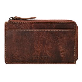 STILORD 'Ano' 2-in-1 Leather Key Case 6 Card Compartments Coin Compartment Money Compartment Ideal as Slim Wallet Mini Purse Genuine Leather Women Men Key Case, Salerno - Brown, coin purse