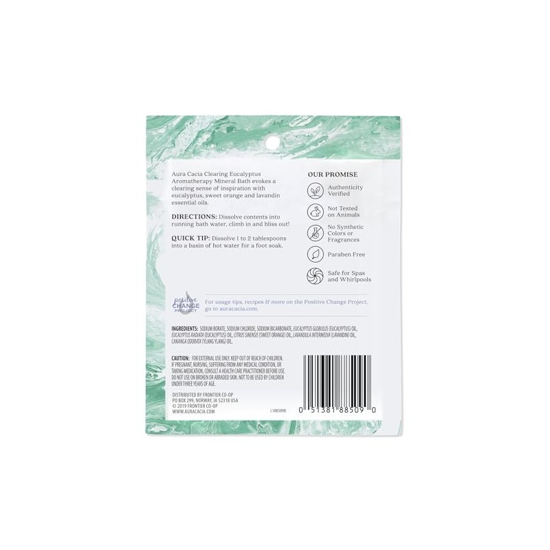 Aura Cacia Clearing Eucalyptus Aromaterapia Mineral Bath Salt, paquete de