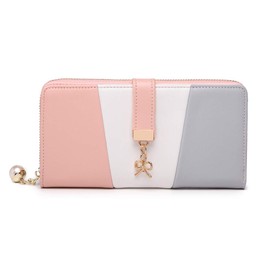 Miss Lulu Women's Multicoloured Purse Made of Faux Leather Purse Women's Long Purse Women's Multicoloured, gray, Elegant
