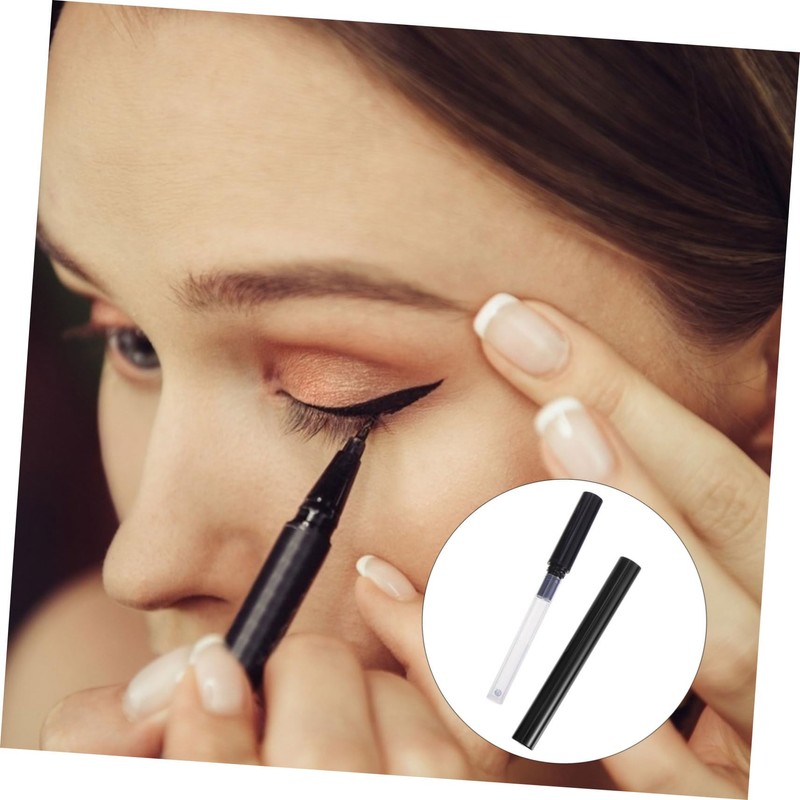 Minkissy 3pcs Empty Eyeliner Pen Tubes Blue Brush Tips Refillable