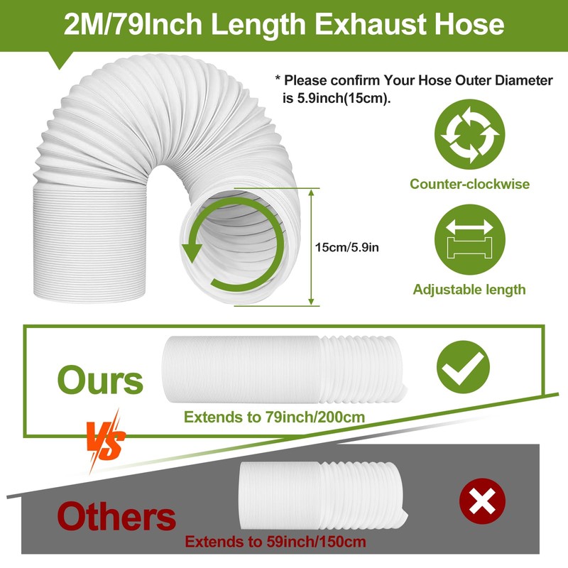 Upgrade Portable Air Conditioner Window Kit with 5.9Inch Exhaust Hose,Portable