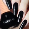 COSMOO Solid Black Nail Polish, 12ml Black Summer Quick Dry