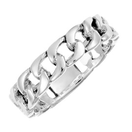 Silverly 925 Sterling Silver Ring for Women With a Cuban Link Design 5 mm - Men's Chain Band Minimalist Promise Ring - Classic Stacking Rings for Teen Girls - Contemporary Stacking Wedding Bands