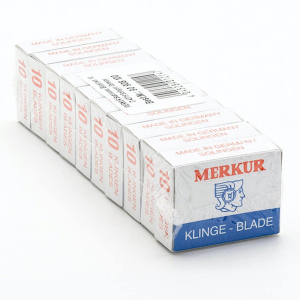 MERKUR Razor Blade for Contour Razor Silver 908 | Pack of 100 | Trapezoidal Blade with Carbon Steel C95 | Ideal for Wet Shaving | Steel C95 | Made in Germany