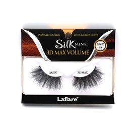 Laflare 3D SILK MINK MAX VOLUME Premium Faux Mink 25mm Extra Long Eyelashes, Cat Eyes, Wispy, Fluffy, Soft as Mink, Multi-layered Dramatic Volume False Lashes (LFMS-MS07)