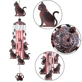 Cats Wind Chimes Outdoor/Indoor Decor - 36 Inch Metal Musical Wind Bells, Mobile Romantic Kitten Wind Catcher, Outdoor Cats Wind Chimes Gifts for Mom, Home, Balcony, Trees, Festival Garden Decoration