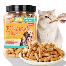 Just Try 6.34OZ Cat Treats, Freeze Dried Cat Grass Teething Stick,Healthy Training Treats Food Topper,Hairball Control Teeth Cleaning Dental Treats for Indoor Cats (6.34 OZ, Chicken)