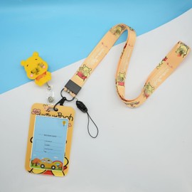 Cute Badge Card Holder with Lanyard, Retractable Badge Reel, ID Credit Card Holder Purse Pouch with Lanyard Durable Card Case Neck Pouch Wallet Keychain for Students Teens