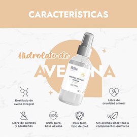 HEBBE Hidrolato De Avena 120 ml | Tónico Facial Calmante | Capa Protectora Hidratante | Piel Sensible | Mantiene El pH