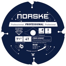 Norske Tools NCSBP282C 7-1/4 inch 4 Tooth Polycrystalline Diamond (PCD) Hardie Fiber Cement Saw Blade (2PC Combo)