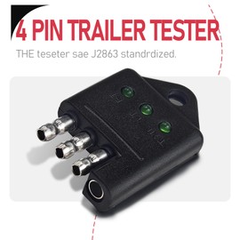 GLUWPA Trailer Light Tester 4 Pin, Quick Troubleshooting 4-Way Trailer Wire Tester for Trailer Brake, Turn, and Tail Lights, 4 pin Trailer Plug Tester