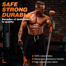 Resistance Bands, 175lbs Heavy Exercise Bands with Handles, Fitness Bands for Working Out, Workout Bands for Men and Women, Weight Bands Set for Muscle Training, Strength, Yoga, Home Gym Equipment