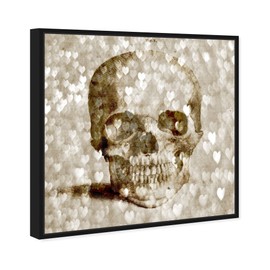 The Oliver Gal Artist Co. Fashion and Glam Framed Wall Art Canvas Prints 'Loving Skull' Hearts