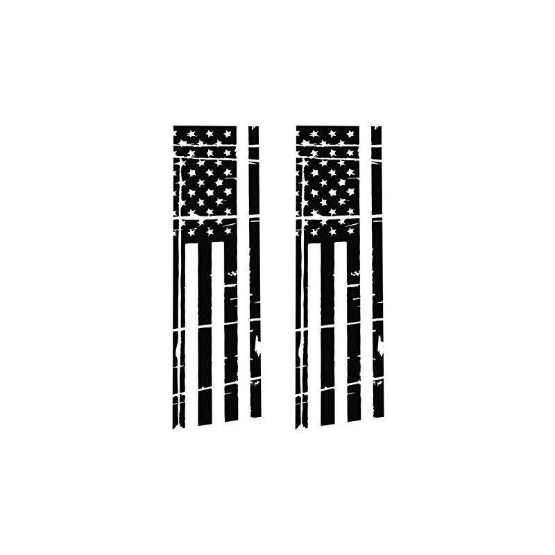 Tower Decals Matte Black Universal Distressed American Flag Vinyl Decal