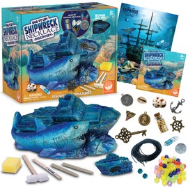 MindWare Dig It Up! Shipwreck Discovery Dig Kit - Jewelry Making Kit for Kids Ages 4 and Up – Includes 2 Digging Toys to Uncover 13 Shipwreck Treasures, 13 Cords & 50 Beads to Make Necklaces