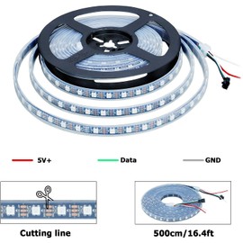GOMING 5 V WS2812B Addressable LED Strip 5 m 300 LED IP67 Housing Waterproof 5050SMD Black PCB RGB LED Strip Dream Colour LED Strip for Home Party (Controller and Power Supply Not Included)