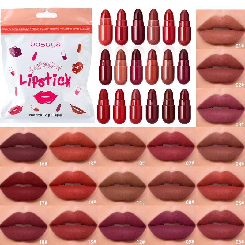 18 Colors Matte Lipstick Set - Mini Capsule Long Lasting