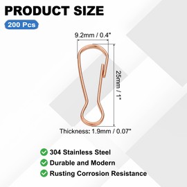 PATIKIL Lanyard Hooks, 200 Pcs 25mm Stainless Steel 304 Spring Snap Hook Metal Clips Clasp for Key Chain Key Rings ID Card Shower Curtain, Red Bronze