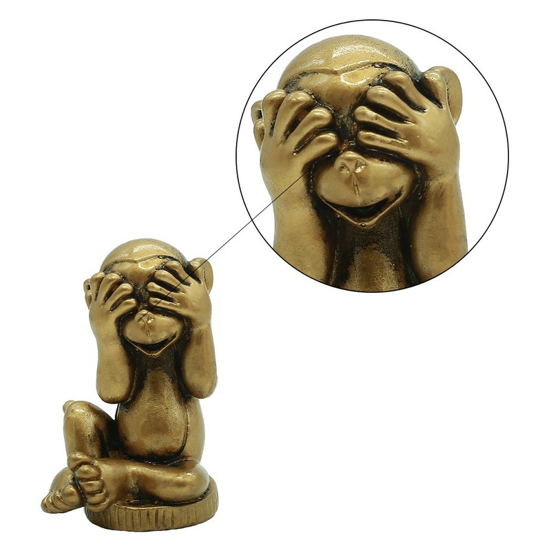 Resin Chinese Fengshui Handmade See Hear Speak No Evil Monkey