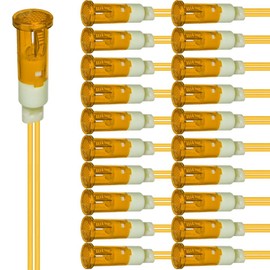Gebildet 20pcs LED Indicator Light 10mm Energy Saving LED Indicator Light Voltage AC/DC 12-24V Current Square Mounting Hole Size 10mm (Yellow)