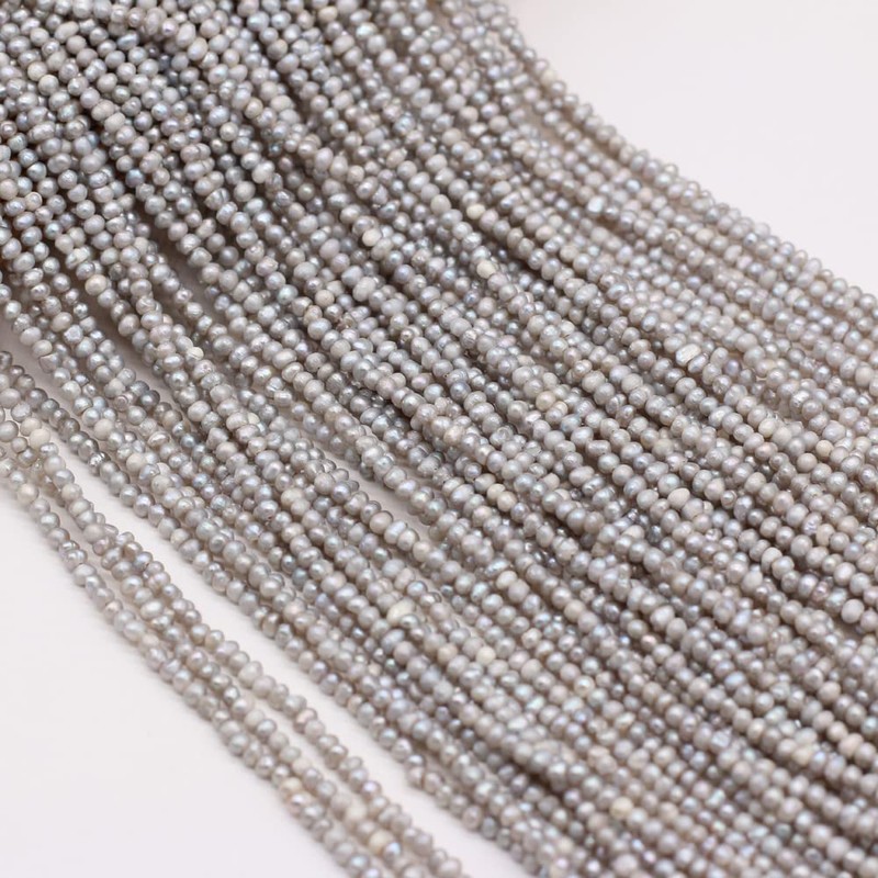 Natural Mini Pearl Beads Irregular Rice Shape Dyed Grey Freshwater