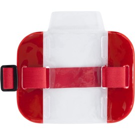 BRIFIELD® Door Supervisor Bouncer SIA Badge Card Holder Waterproof Badge Arm Strap Red High Vis Hi Vis Reflective Security Display Armband SIA Badge Holder